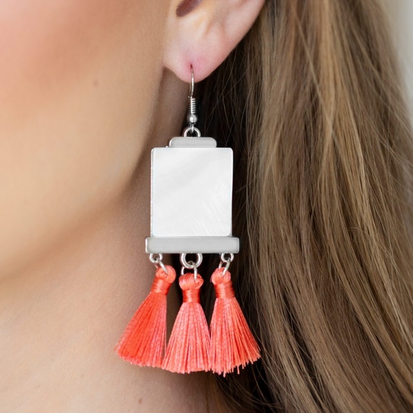 Tassel Retreat Orange Earrings - Picture 2 of 3